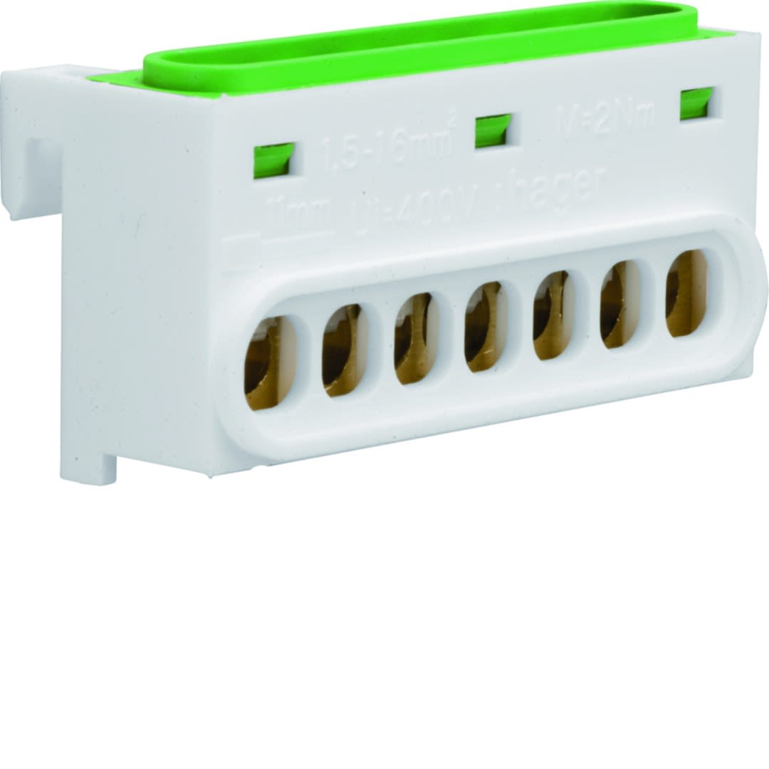 Hager - Bornier terre,7 raccordements,IP2X