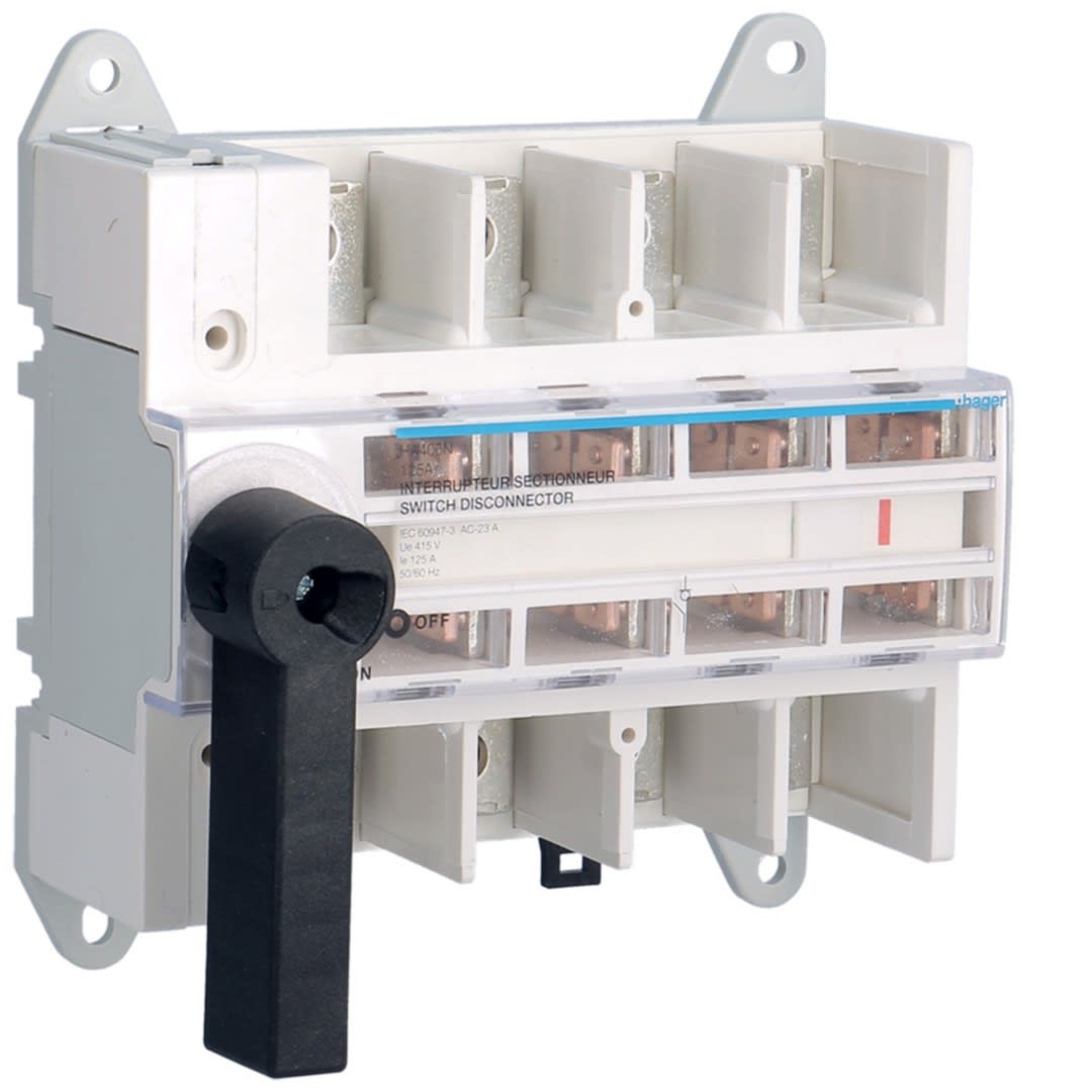 Hager - Interrupteur à coupure visible 4P In125A Ue380 - 415Vac Poignée rotative courte