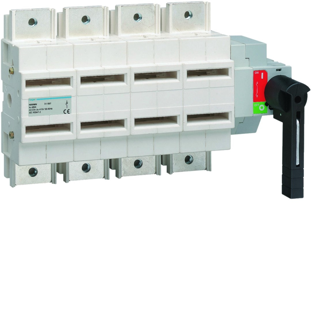 Hager - Interrupteur à coupure visible 4P In400A Ue380 - 415Vac Poignée rotative longue