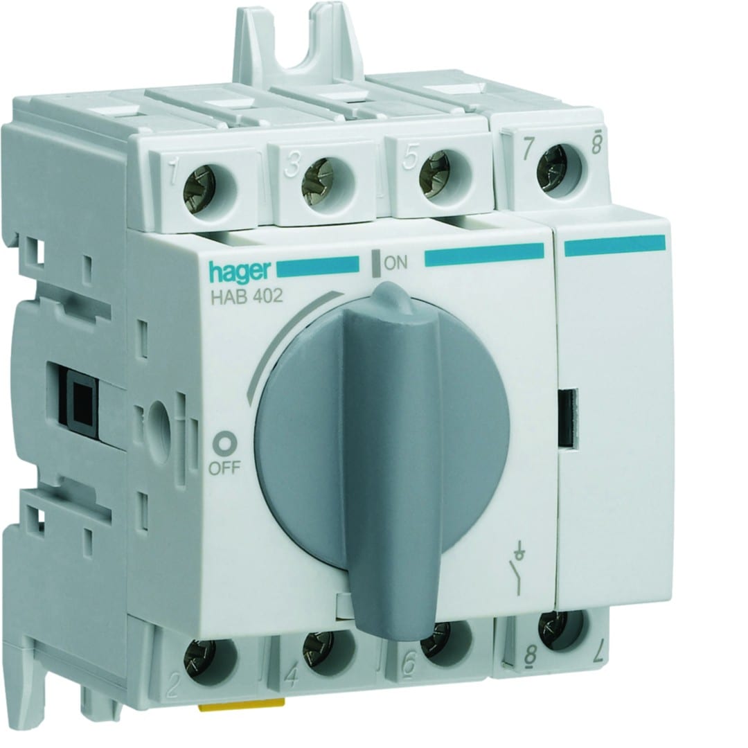 Hager - Interrupteur à coupure apparente 4P In20A Ue380 - 415Vac Poignée rotative courte