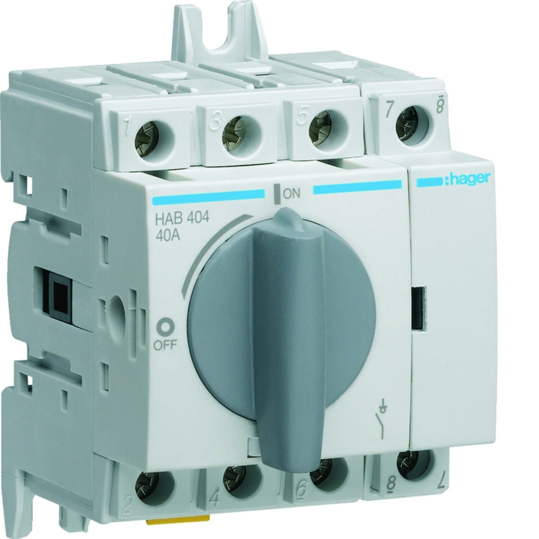 Hager - Interrupteur à coupure apparente 4P In40A Ue380 - 415Vac Poignée rotative courte