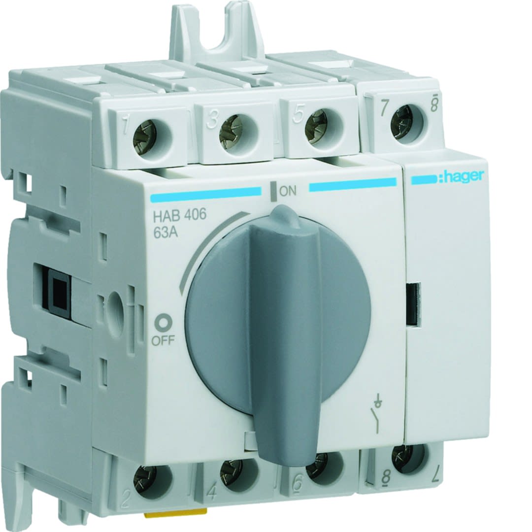 Hager - Interrupteur à coupure apparente 4P In63A Ue380 - 415Vac Poignée rotative courte