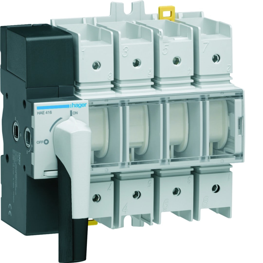 Hager - Interrupteur à coupure visible 4P In160A Ue380 - 415Vac Poignée rotative courte