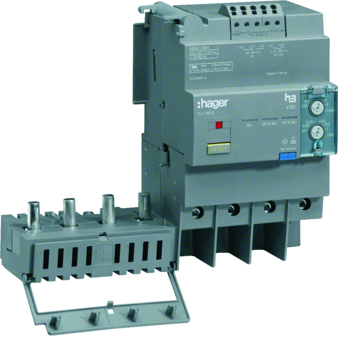Hager - Bloc différentiel x160 4P In125A Idn et temporisation réglables