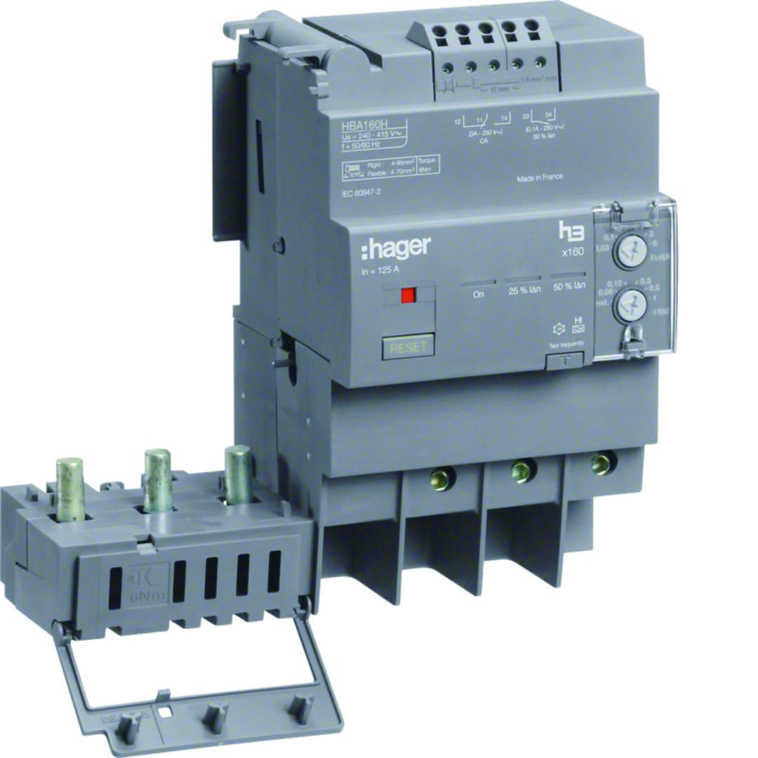 Hager - Bloc différentiel x160 3P In160A Idn et temporisation réglables
