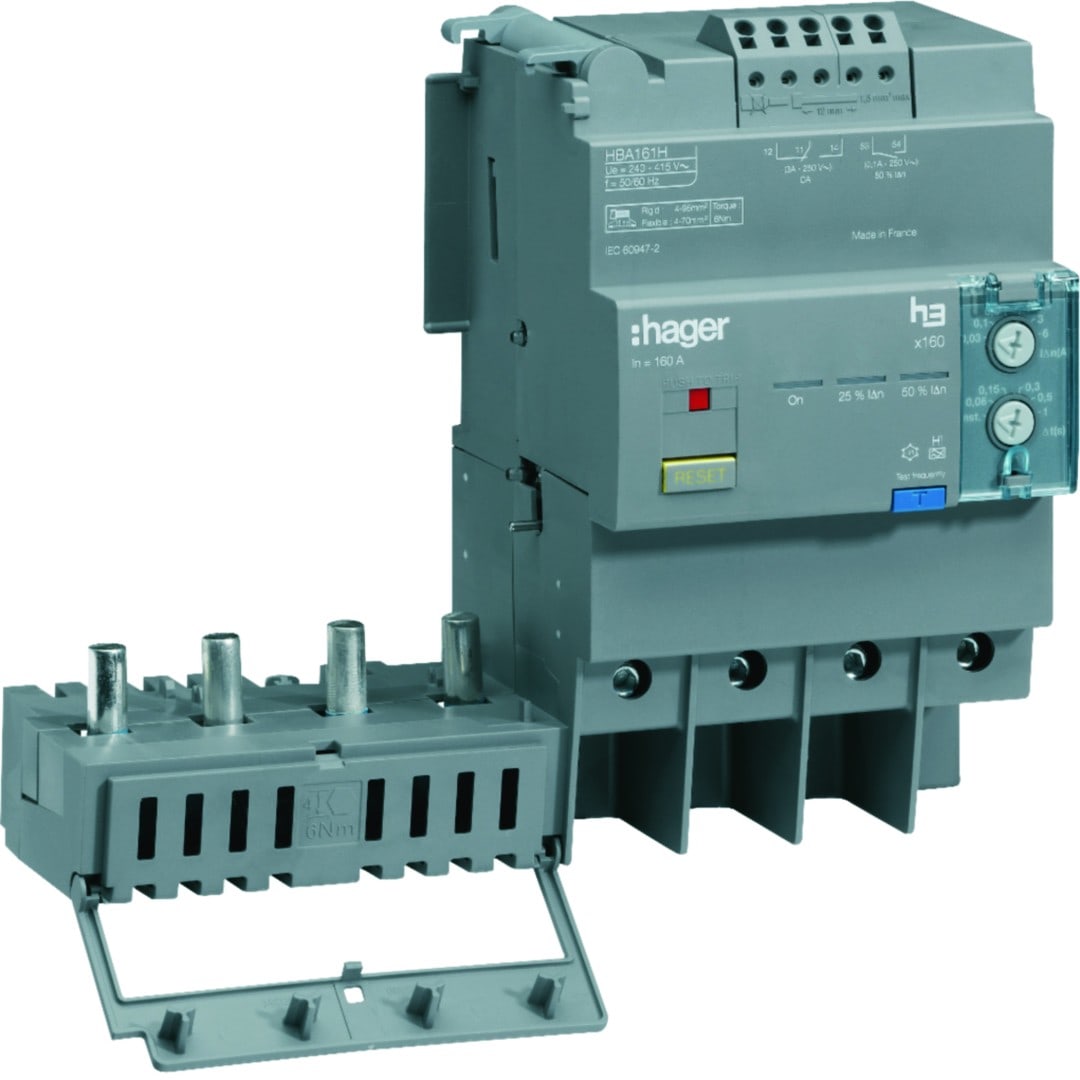 Hager - Bloc différentiel x160 4P In160A Idn et temporisation réglables