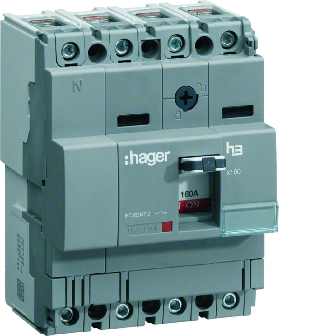 Hager - Interrupteur à déclenchement libre boitier moulé h3 x160 4P In125A à cage