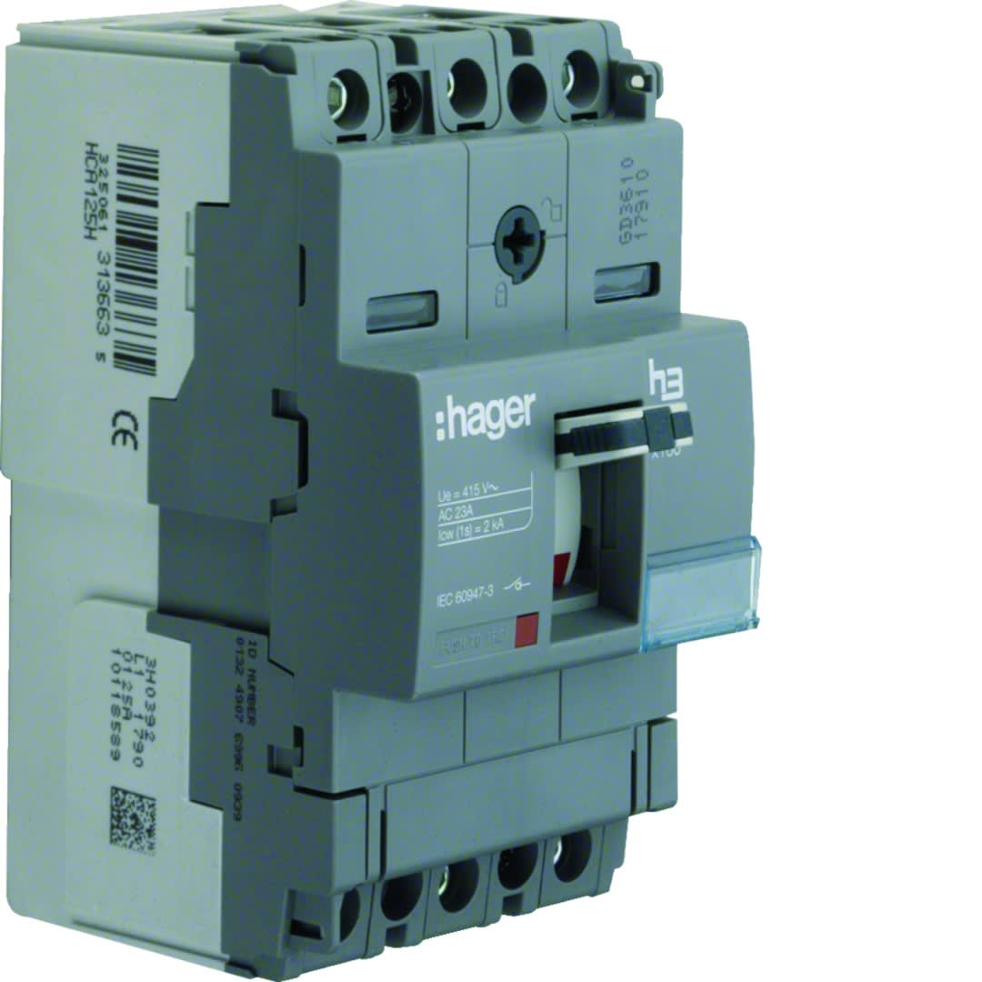 Hager - Interrupteur à déclenchement libre boitier moulé h3 x160 3P In160A à cage