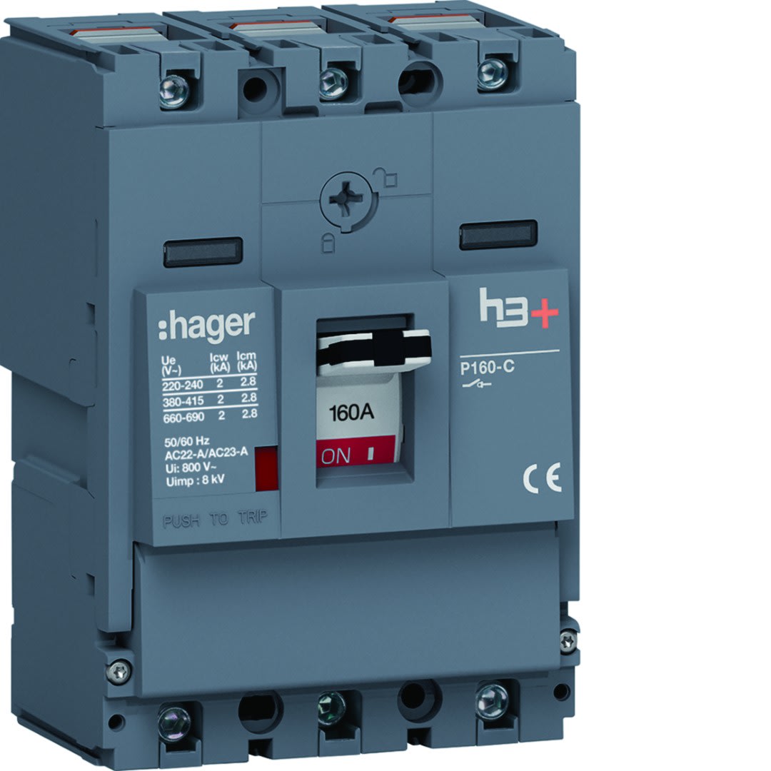 Hager - Interrupteur à déclenchement libre boitier moulé h3+ P160 3P In160A à cage