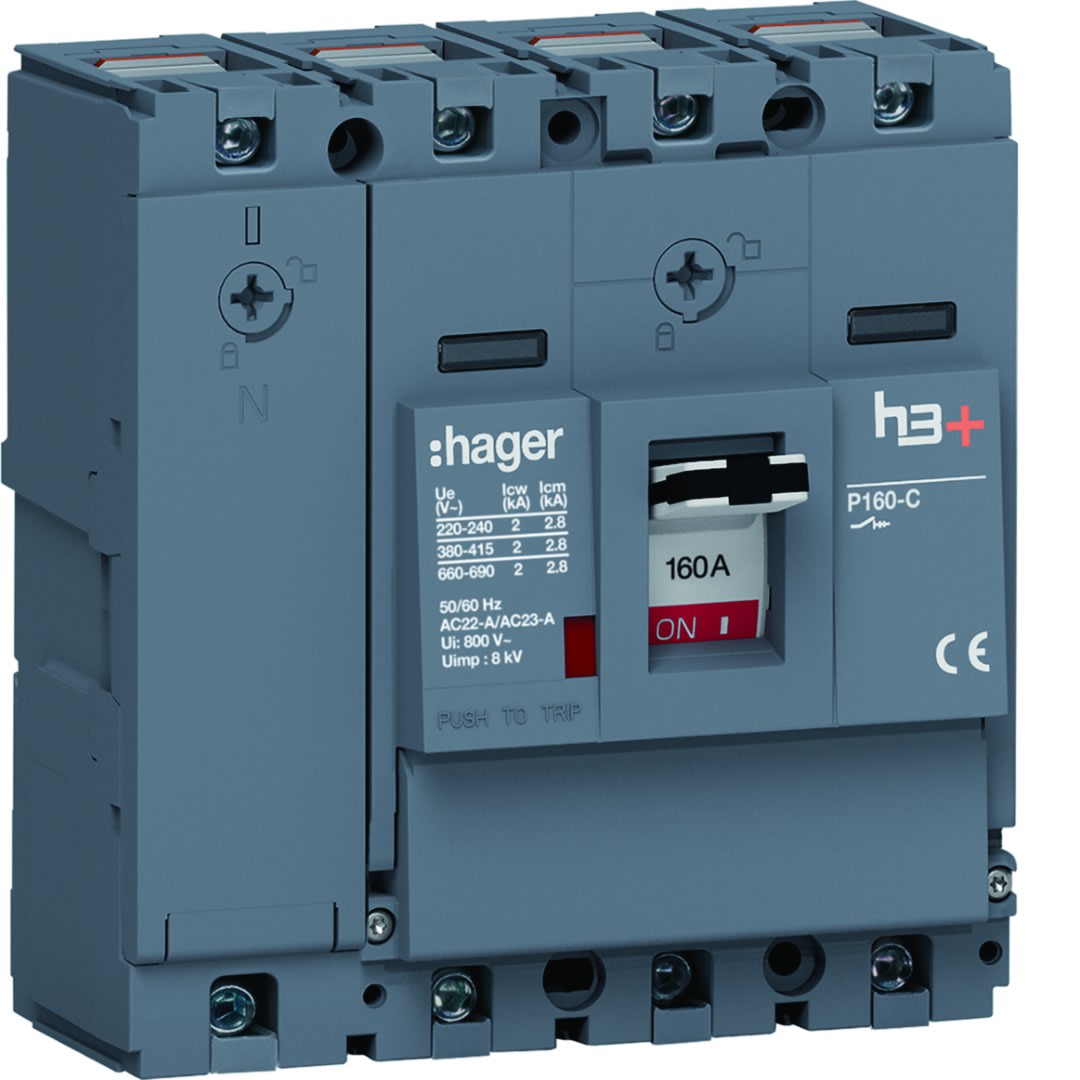 Hager - Interrupteur à déclenchement libre boitier moulé h3+ P160 4P In160A à cage