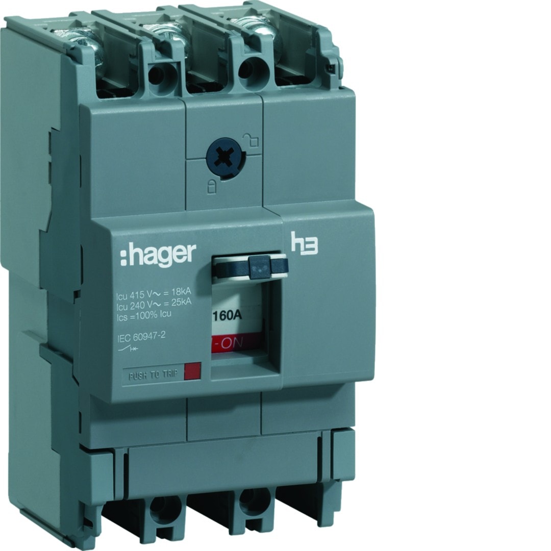 Hager - Disjoncteur Boitier Moulé h3 x160 TM F/F 3P3D In160A Icu18kA à cage