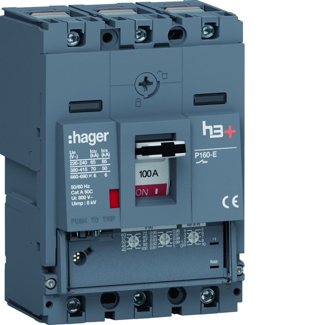 Hager - Disjoncteur Boitier Moulé h3+ P160 LSNI 3P In100A Icu70kA à cage