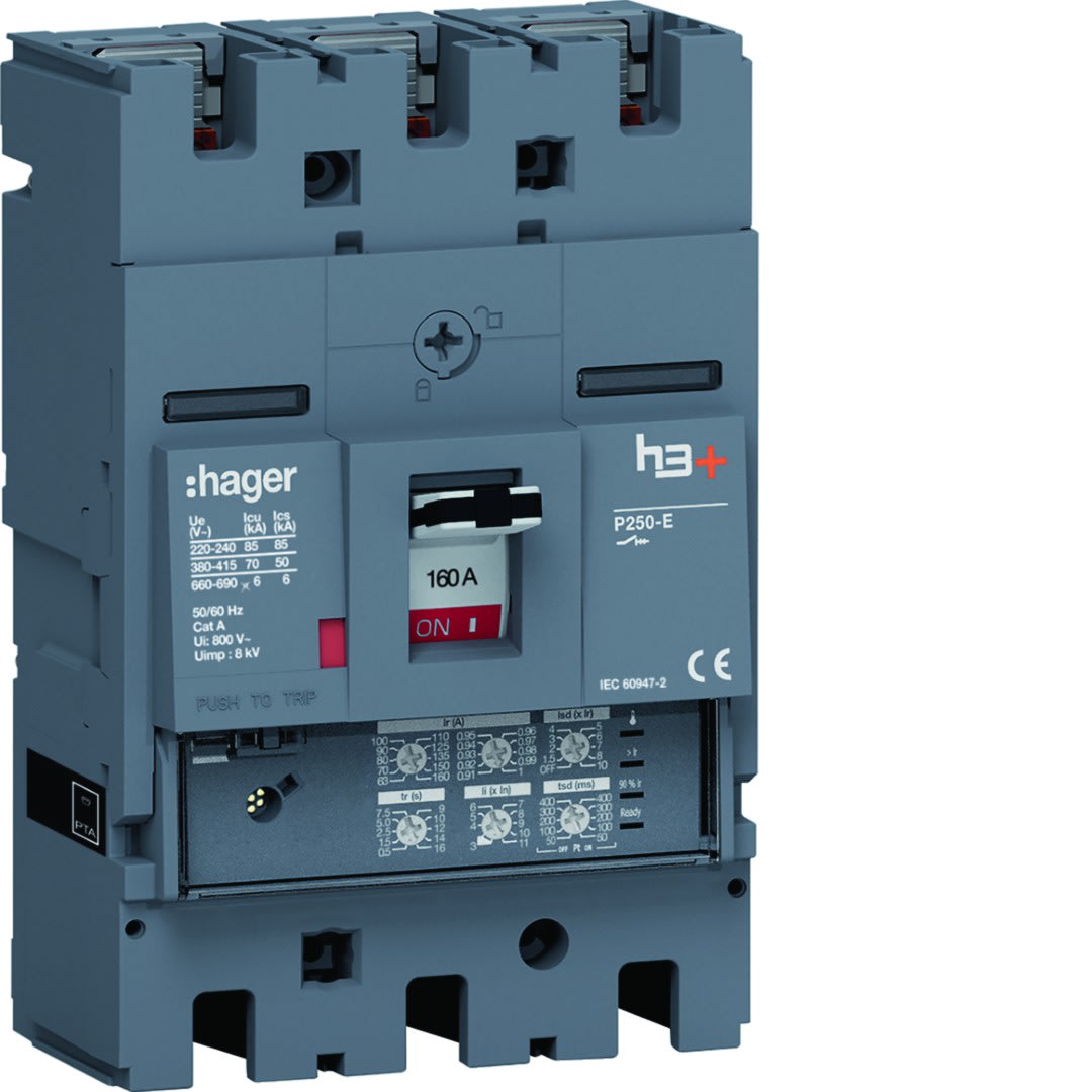 Hager - Disjoncteur Boitier Moulé h3+ P250 LSI 3P In160A Icu70kA à plage