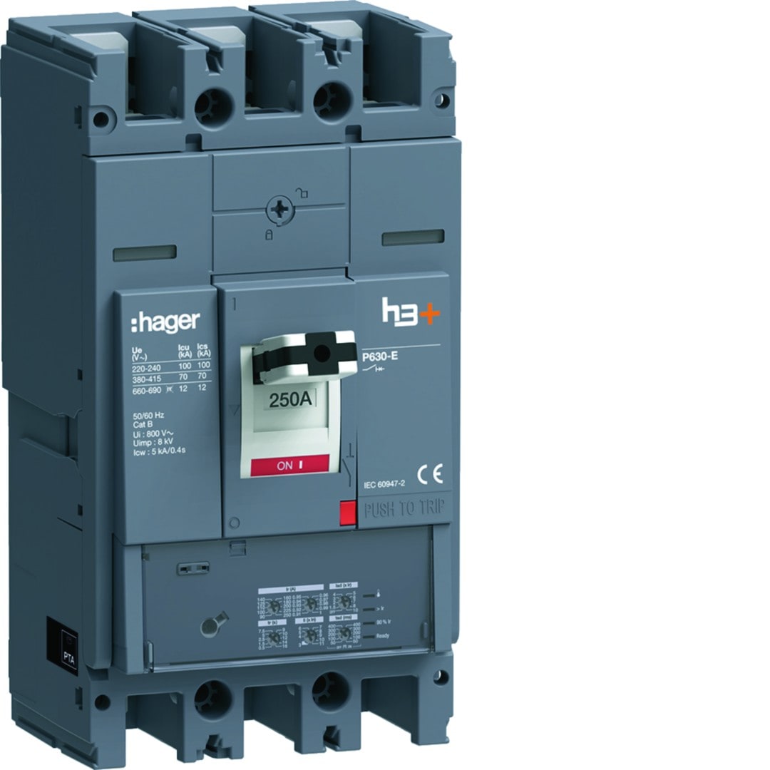 Hager - Disjoncteur Boitier Moulé h3+ P630 LSI 3P In250A Icu70kA à plage