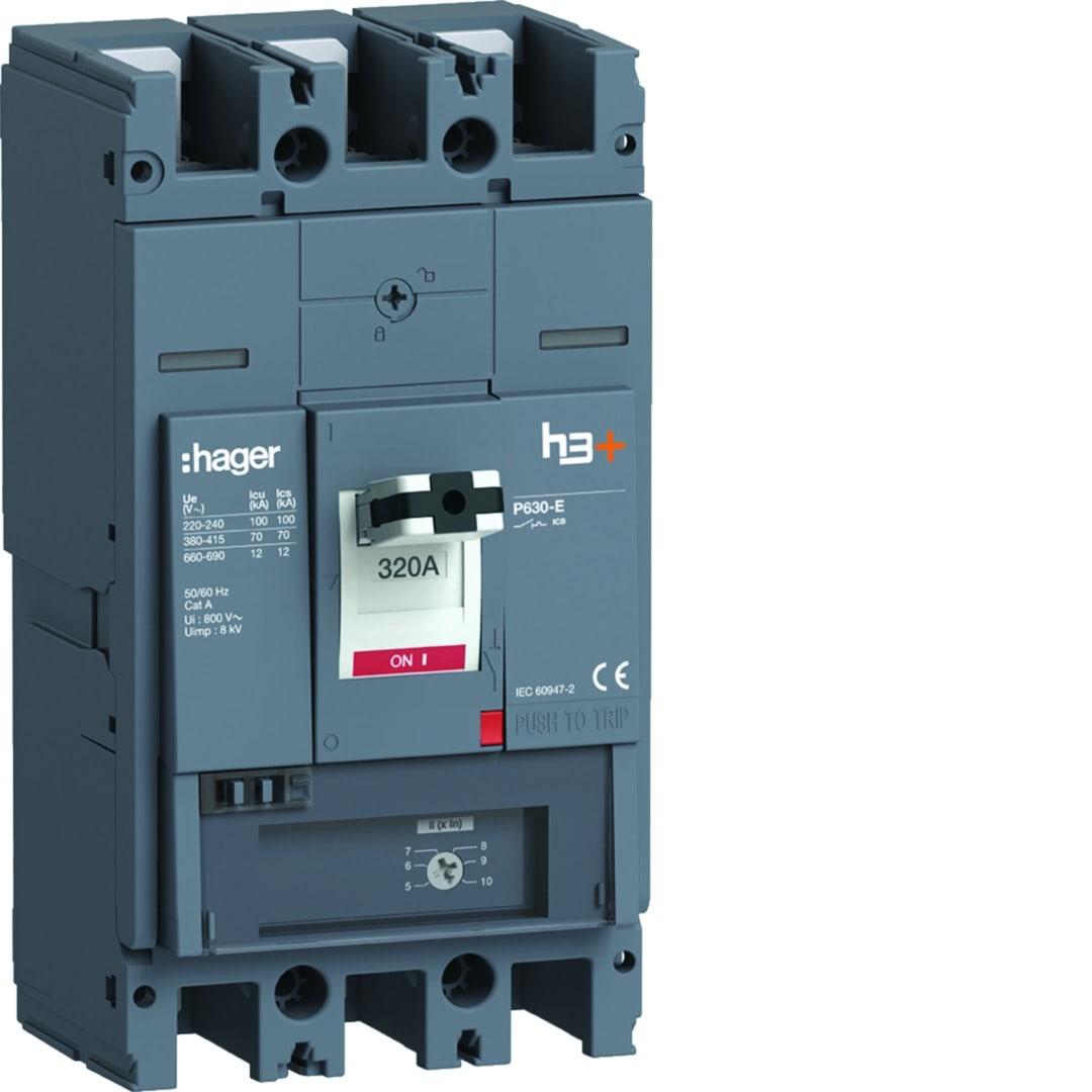 Hager - Disjoncteur Boitier Moulé h3+ P630 MAG (ICB) 3P3D In320A Icu70kA à plage