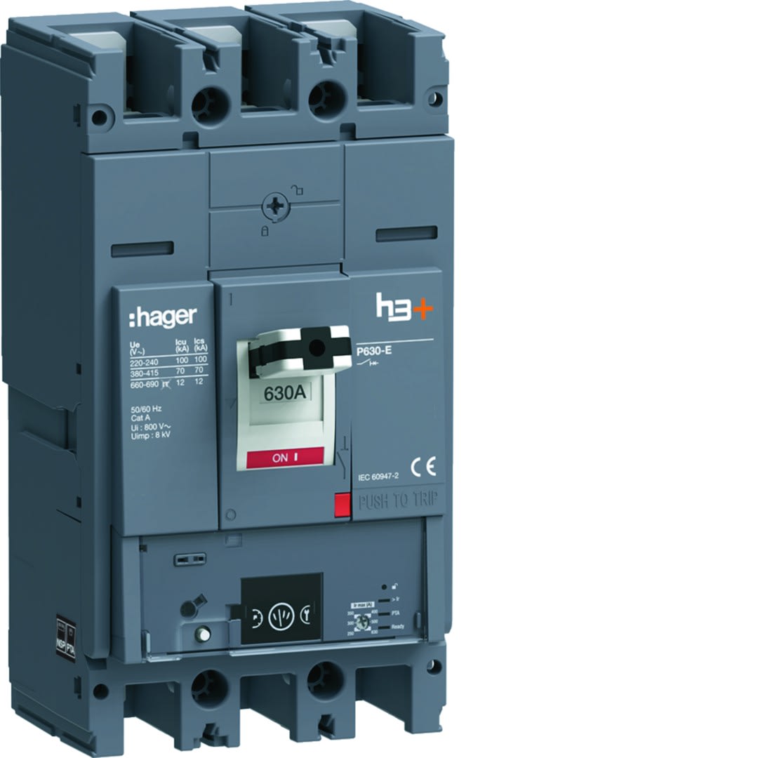 Hager - Disjoncteur Boitier Moulé h3+ P630 ENERGY 3P3D In630A Icu70kA à plage