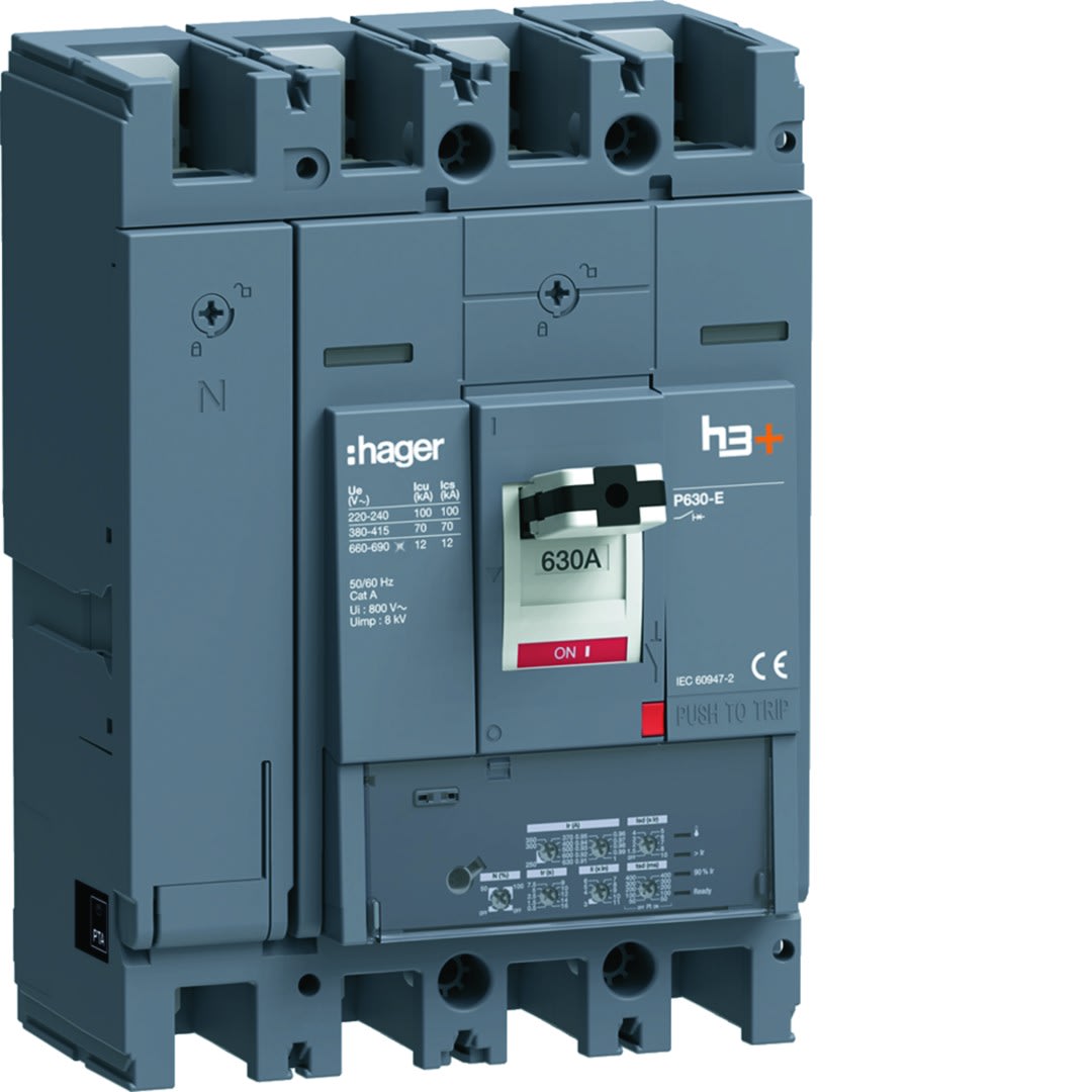 Hager - Disjoncteur Boitier Moulé h3+ P630 LSI 4P In630A Icu70kA à plage