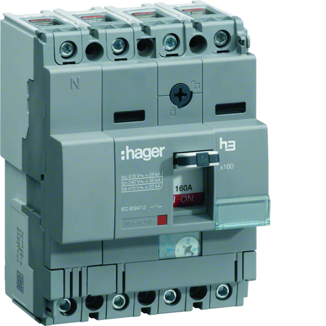 Hager - Disjoncteur Boitier Moulé h3 x160 TM A/F 4P4D  In25A Icu25kA à cage