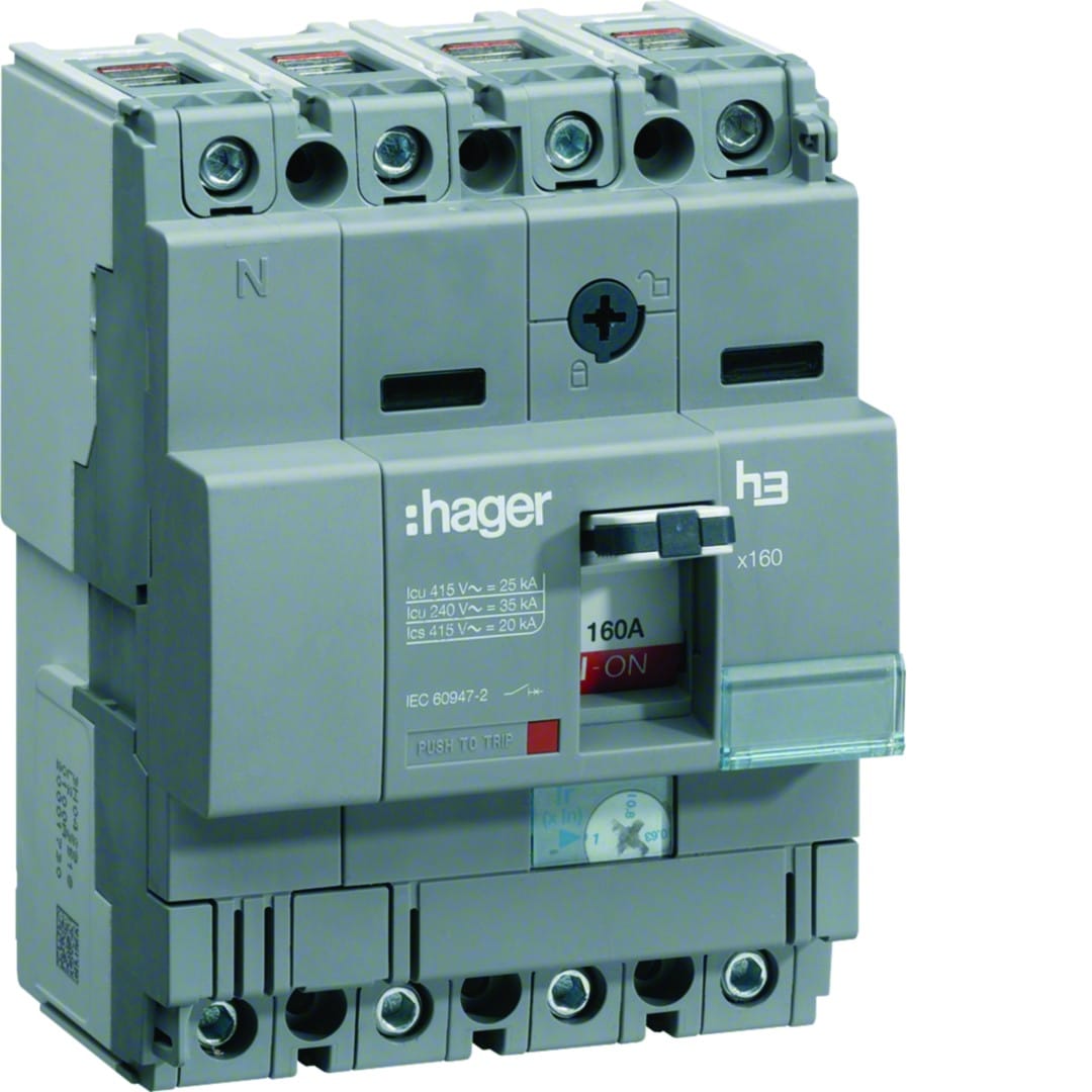 Hager - Disjoncteur Boitier Moulé h3 x160 TM A/F 4P4D In125A Icu25kA à cage