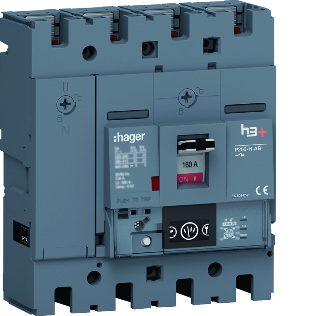 Hager - Disjoncteur Boitier Moulé h3+ P250 ENERGY AB 4P4D  In160A Icu25kA à plage