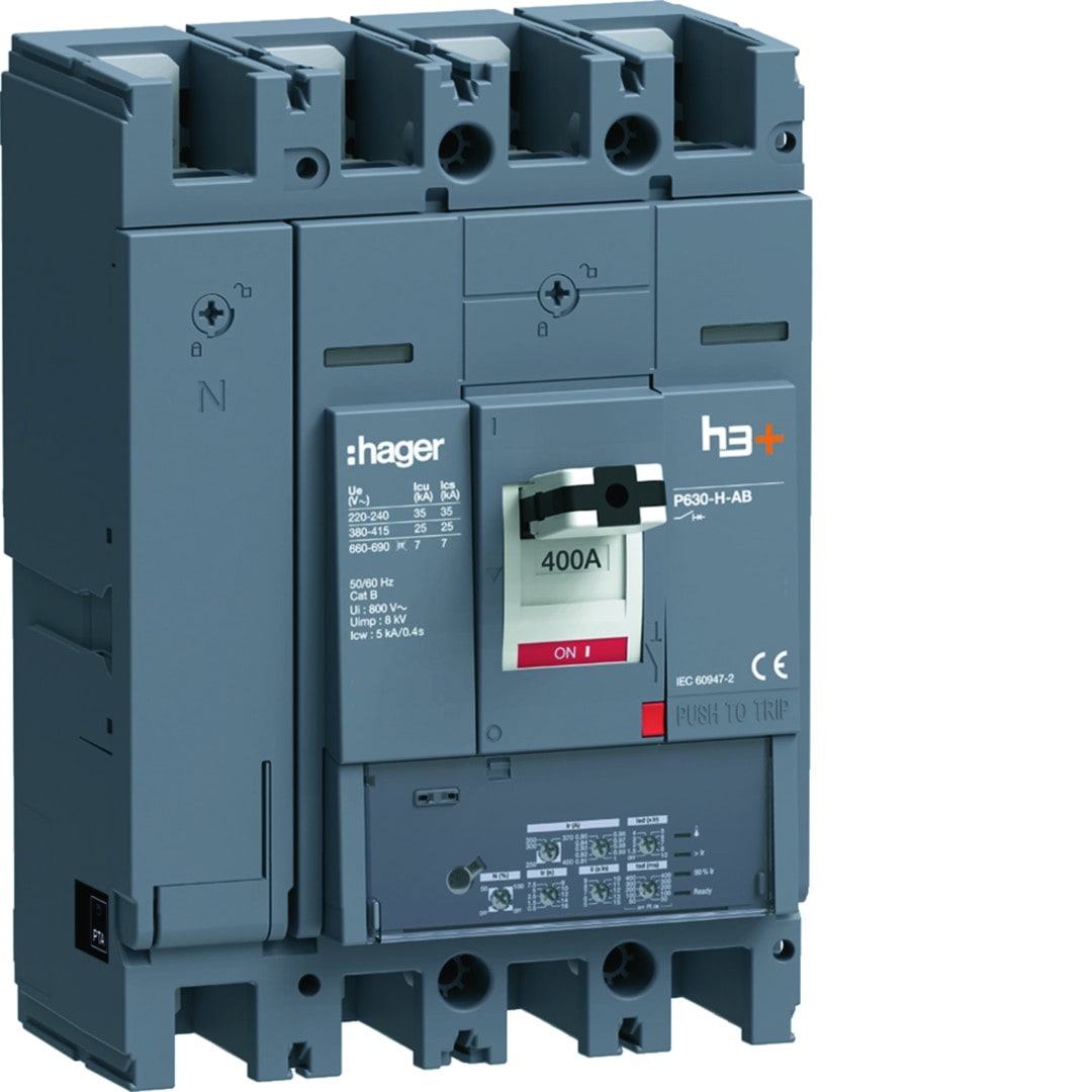 Hager - Disjoncteur Boitier Moulé h3+ P630 LSI AB 4P4D In400A Icu25kA à plage