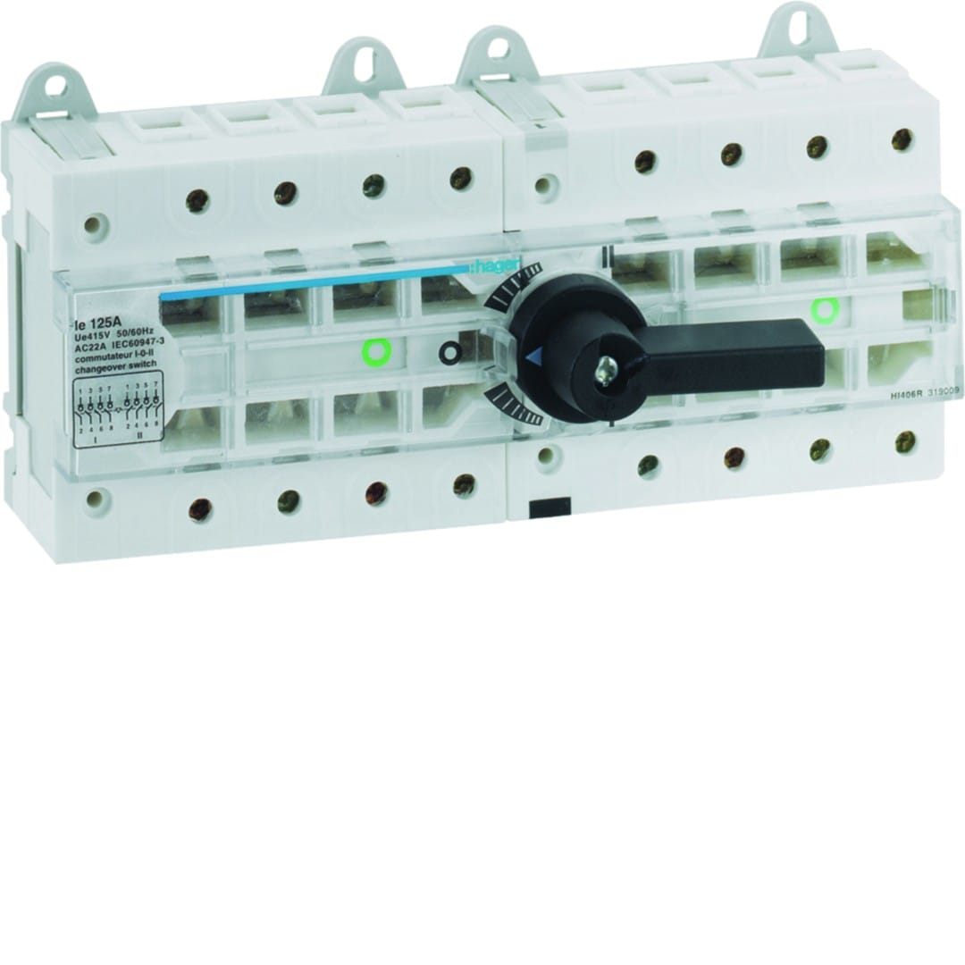 Hager - Inverseur de source modulaire 4P In125A Ue380 - 690Vac Poignée rotative courte