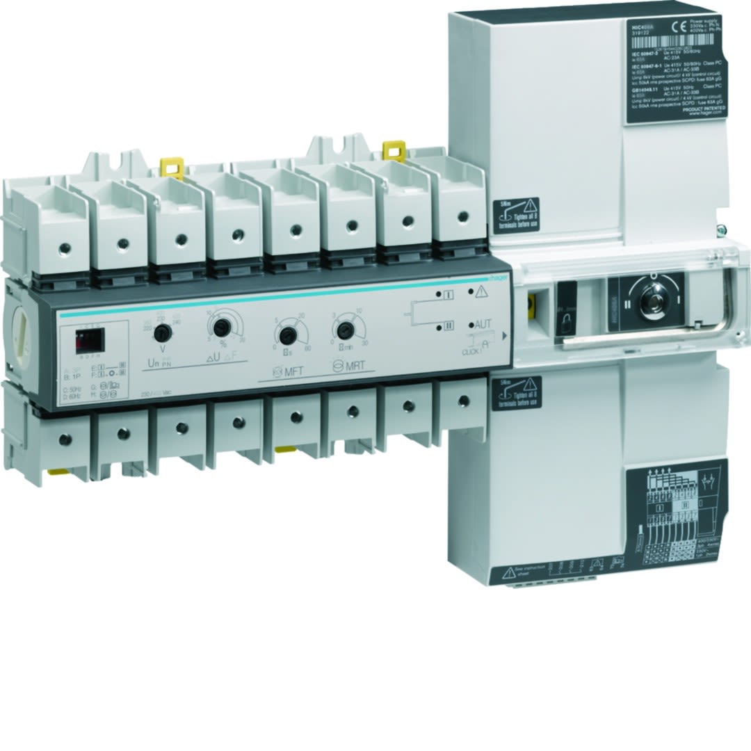 Hager - Inverseur de source 4P In80A Ue380 - 415Vac commande motorisée automatique