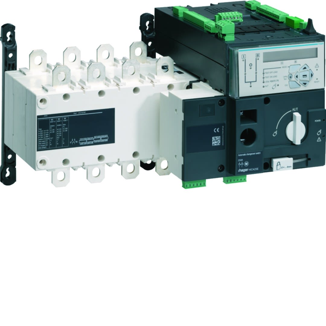 Hager - Inverseur de source 4P In250A Ue380 - 415Vac commande motorisée auto energie