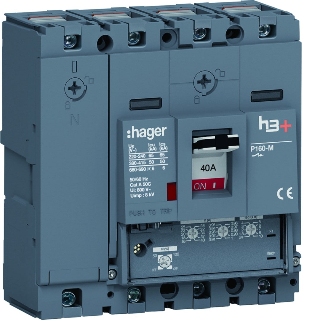 Hager - Disjoncteur Boitier Moulé h3+ P160 LSNI 4P In40A Icu50kA à cage