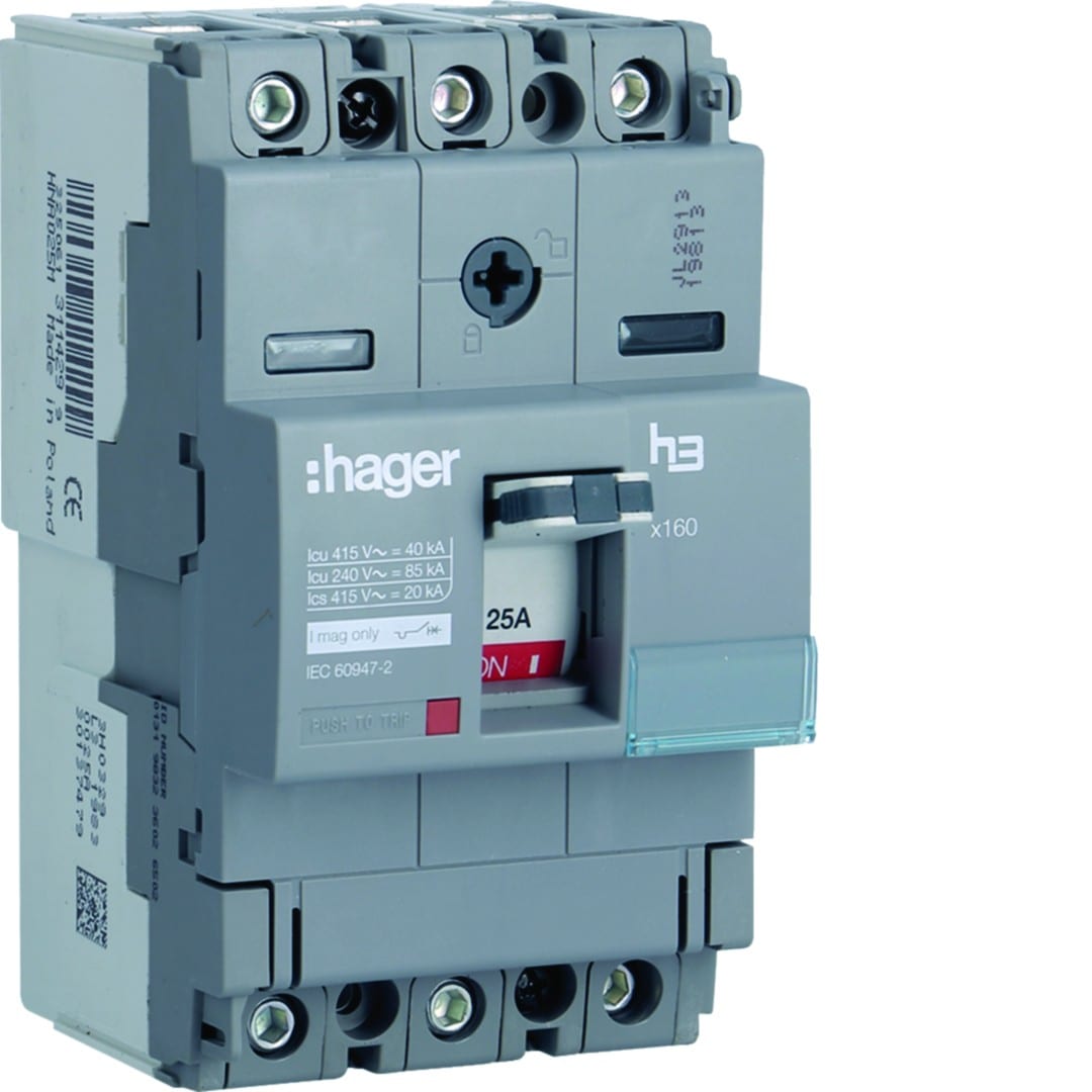 Hager - Disjoncteur Boitier Moulé h3 x160 MAG (ICB) 3P3D In25A Icu40kA à cage
