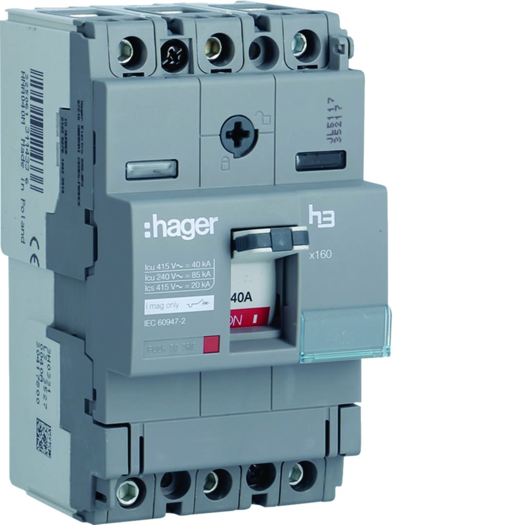 Hager - Disjoncteur Boitier Moulé h3 x160 MAG (ICB) 3P3D In40A Icu40kA à cage