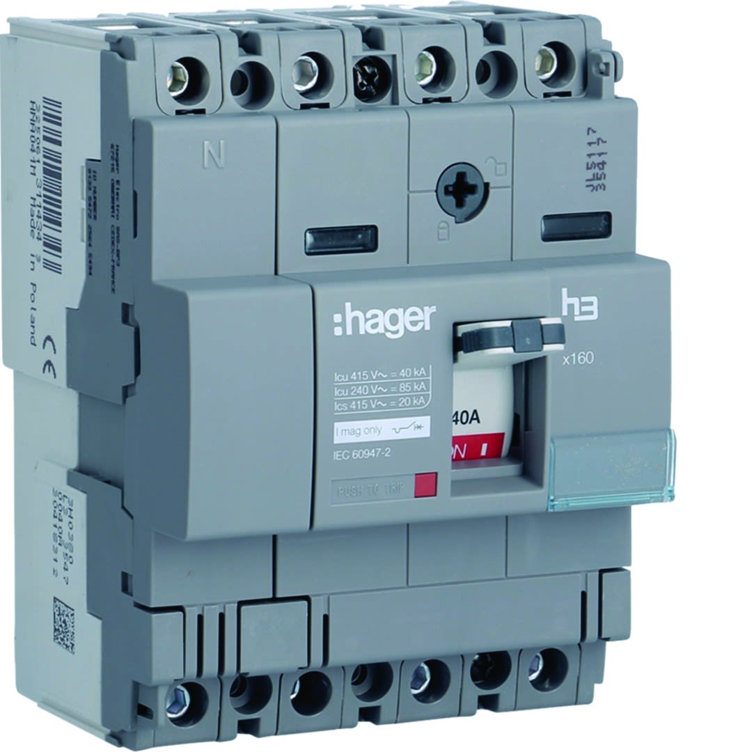 Hager - Disjoncteur Boitier Moulé h3 x160 MAG (ICB) 4P4D In40A Icu40kA à cage
