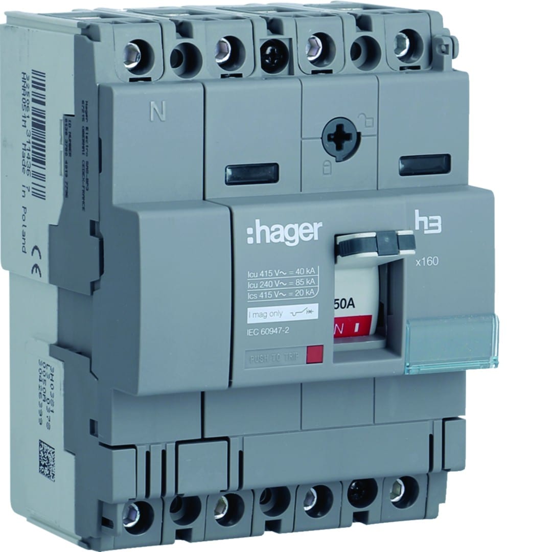 Hager - Disjoncteur Boitier Moulé h3 x160 MAG (ICB) 4P4D In50A Icu40kA à cage
