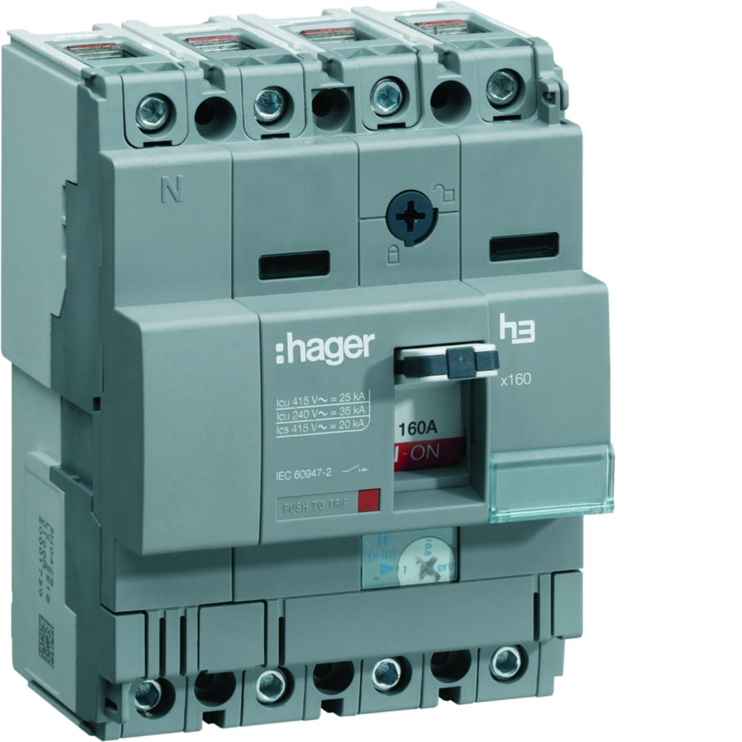 Hager - Disjoncteur Boitier Moulé h3 x160 MAG (ICB) 4P4D In25A Icu40kA à cage