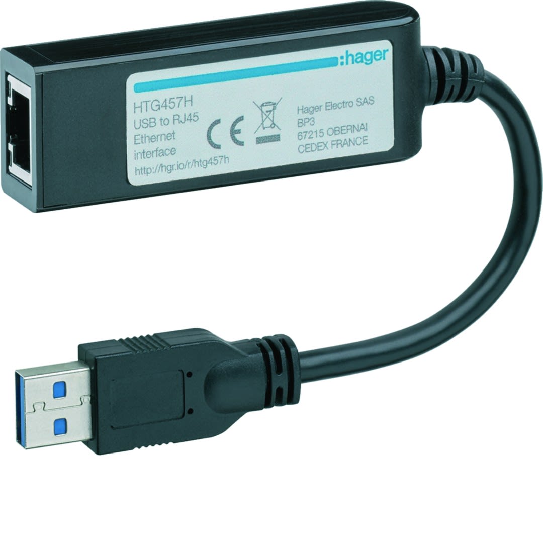Hager - Adaptateur USB vers ethernet RJ45 pour agardio.manager HTG411H et HTG411L