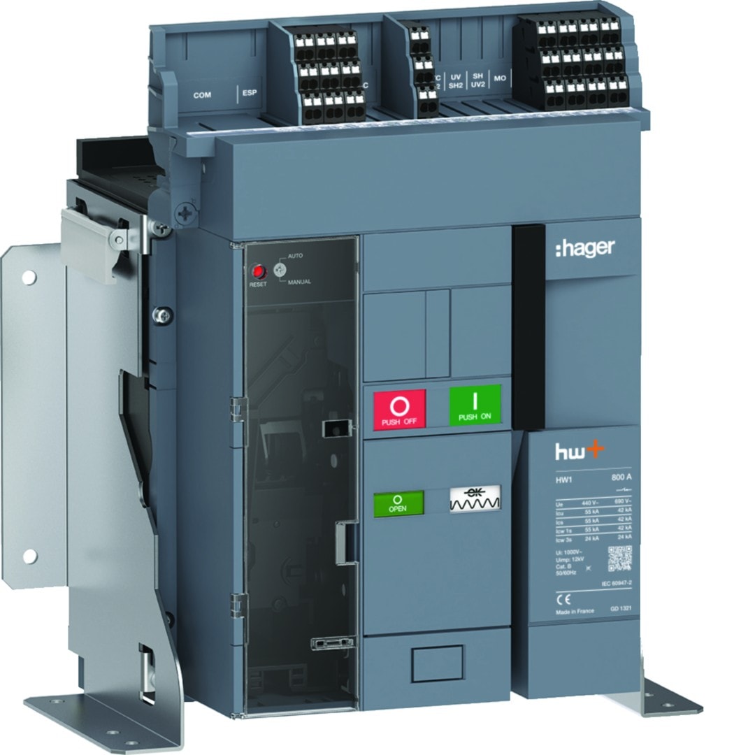 Hager - Disjoncteur Ouvert HW1 55kA 800A 3P Fixe pour TU sentinel