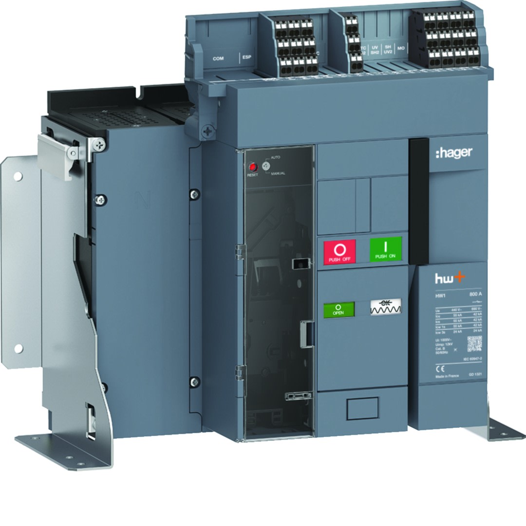 Hager - Disjoncteur Ouvert HW1 55kA 800A 4P Fixe pour TU sentinel