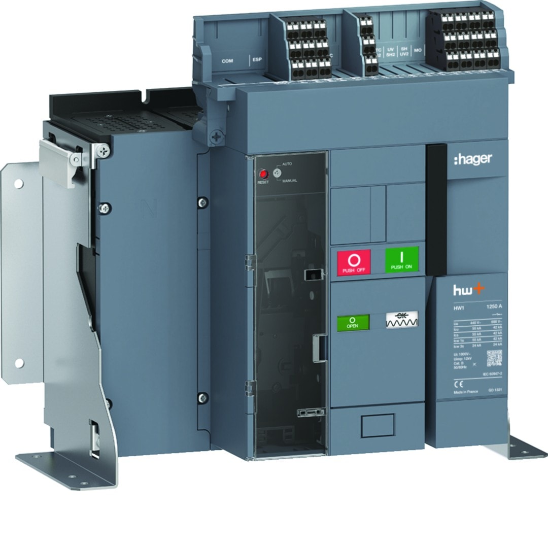 Hager - Disjoncteur Ouvert HW1 55kA 1250A 4P Fixe pour TU sentinel