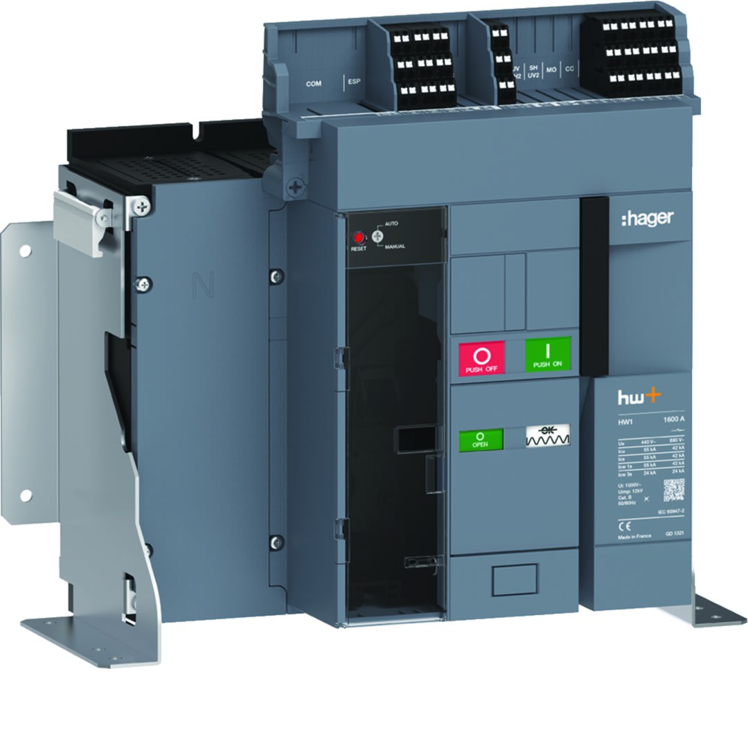 Hager - Disjoncteur Ouvert HW1 55kA 1600A 4P Fixe pour TU sentinel Energy