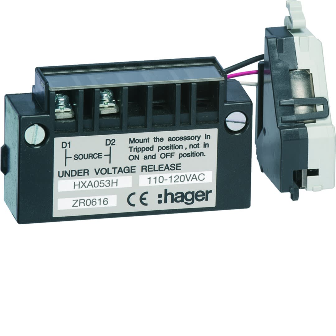 Hager - Bobine à manque de tension retardée h3 h3+ 110 - 120VAC pour x160-P160-P250-P630