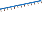 Hager - Barre de pontage 1P 63A languette 10mm² bleu 13Mmodules