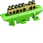 Hager - Borne en laiton, 4x10² 3x16², avec base de montage, Couleur: vert