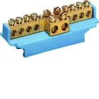 Hager - Borne en laiton, 8x10² 2x16², avec base de montage, Couleur: bleu