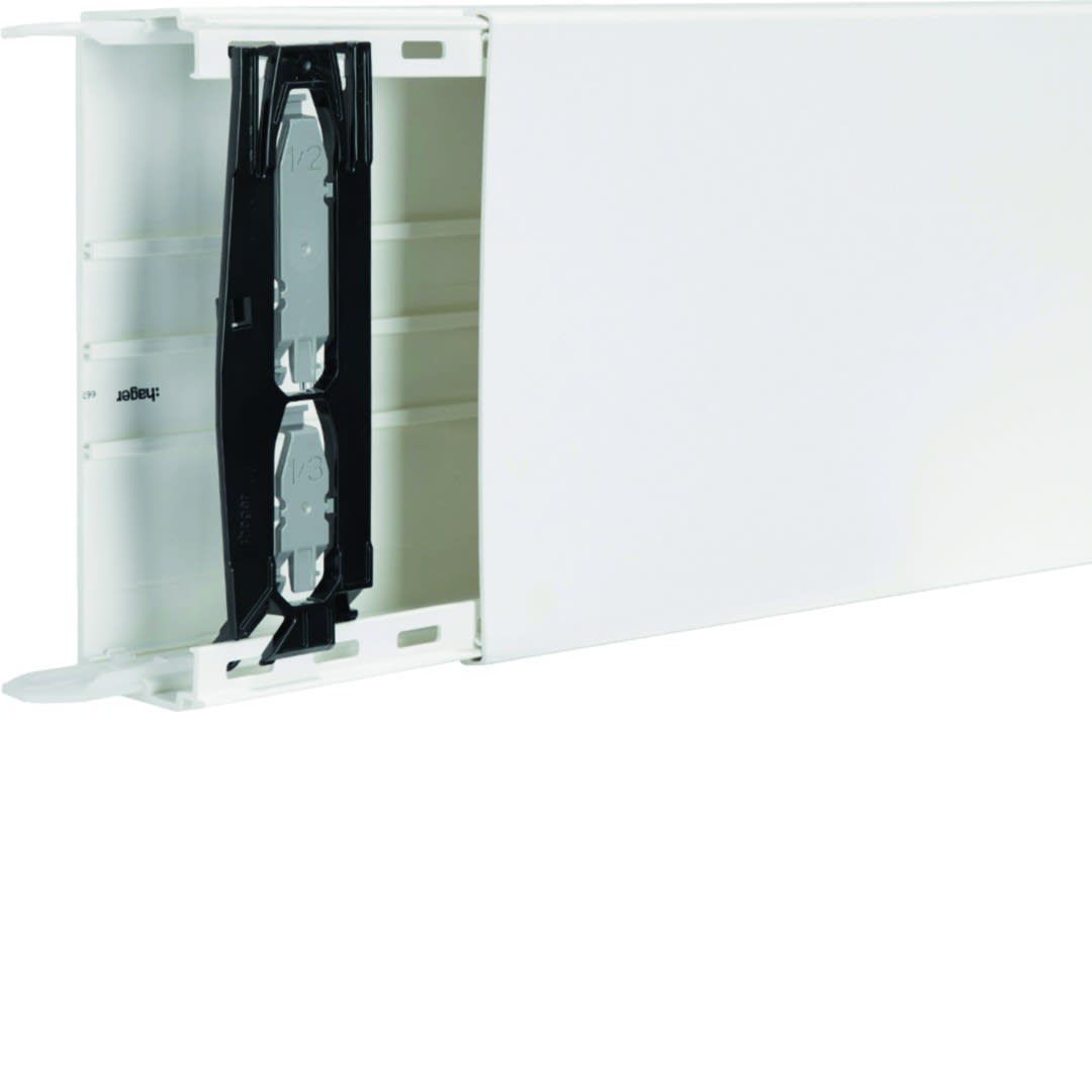 Hager - Goulotte Liféa 60X190 RAL 9010 avec éclis. et 2 agrf./mètre