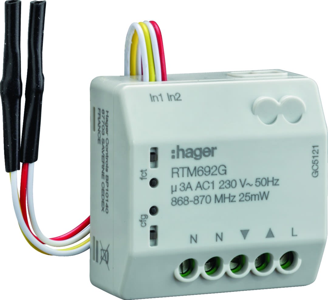 Hager - Module encastrable 1 sortie volet roulant + 2 entrées radio