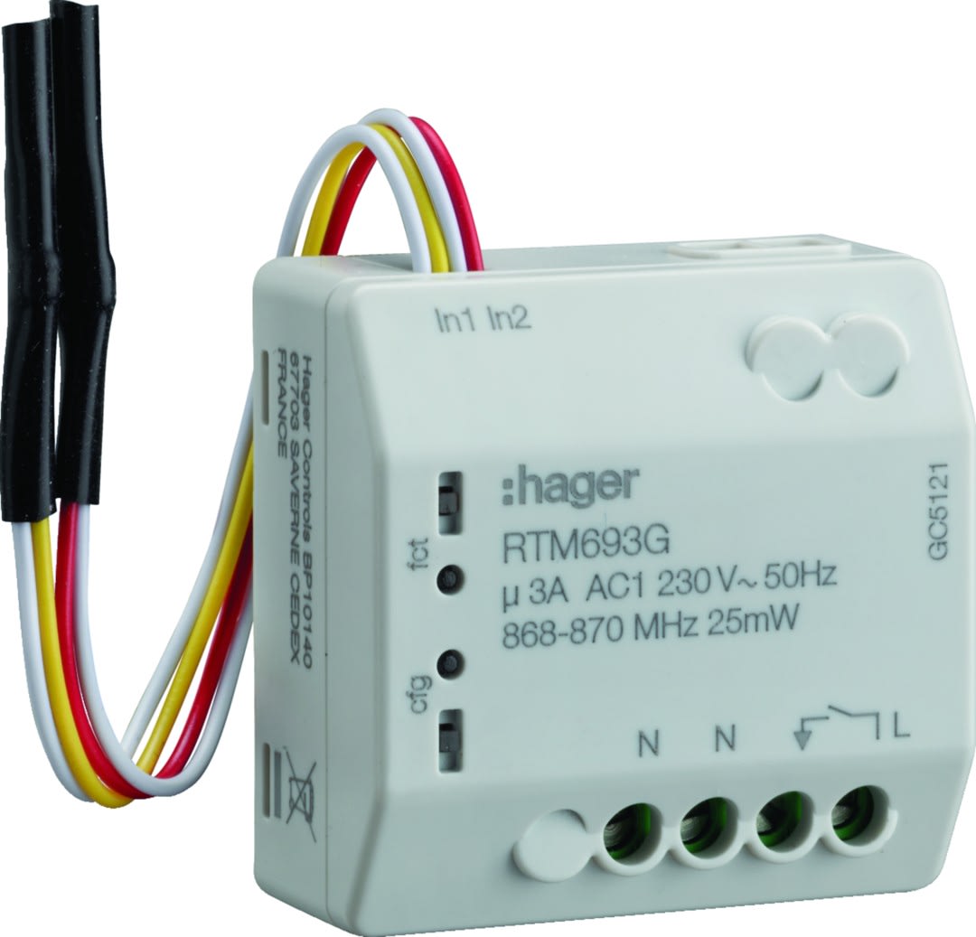 Hager - Module encastrable 1 sortie éclairage 3A-230V + 2 entrées radio
