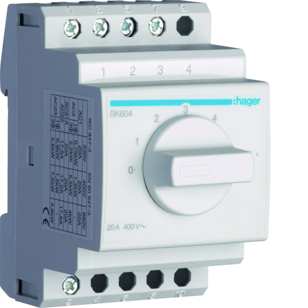 Hager - Commutateur à gradins 4 directions+O 20A