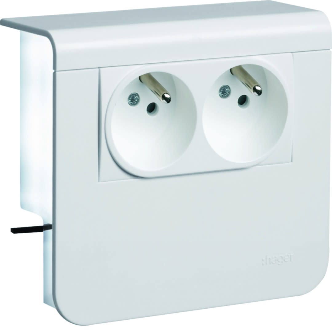 Hager - Support SL20055 avec 2x 2 P+T (Fr.) Pure