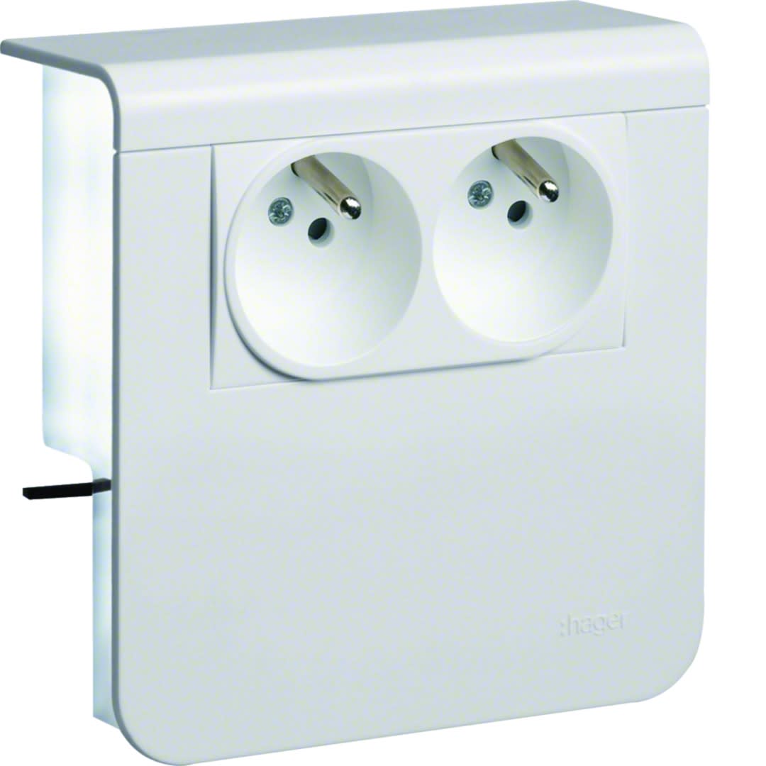 Hager - Support SL20080 avec 2x 2 P+T (Fr.) Pure