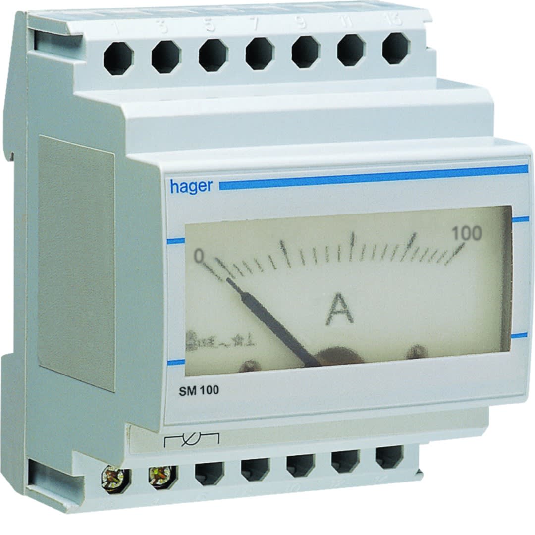 Hager - Ampéremètre analogique 0-100A branchement sur transformateur de courant